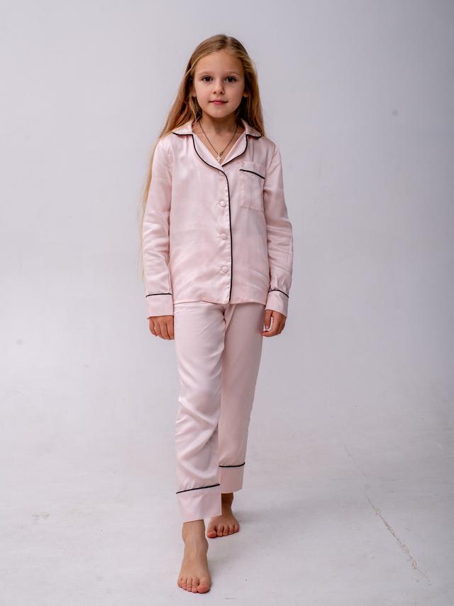 Пижама детская из тенселя с брюками и рубашкой "Пудра"