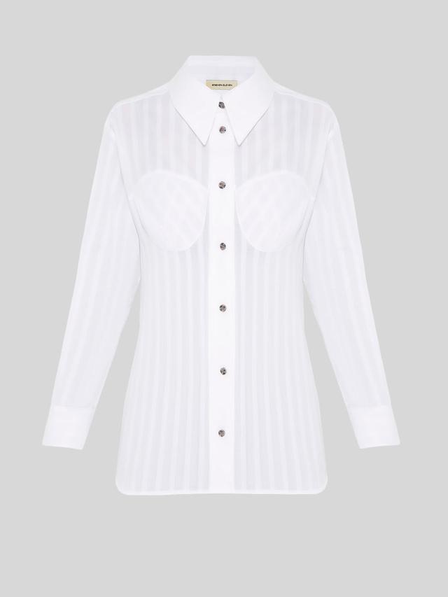 Белая рубашка с корсетными деталями